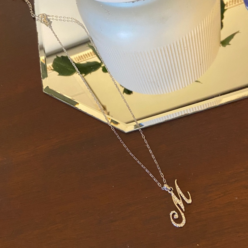 Elegant Silver Initial 'M' Necklace - Picture 3 of 6